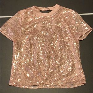 Sequin short sleeve top